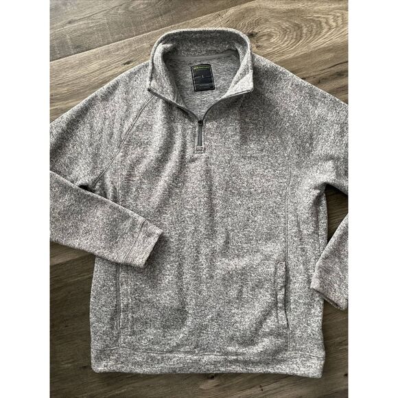 Mens John Bartlett Consensus Sweater Quarter Zip Gray Brushed Fleece Size L - Picture 2 of 5